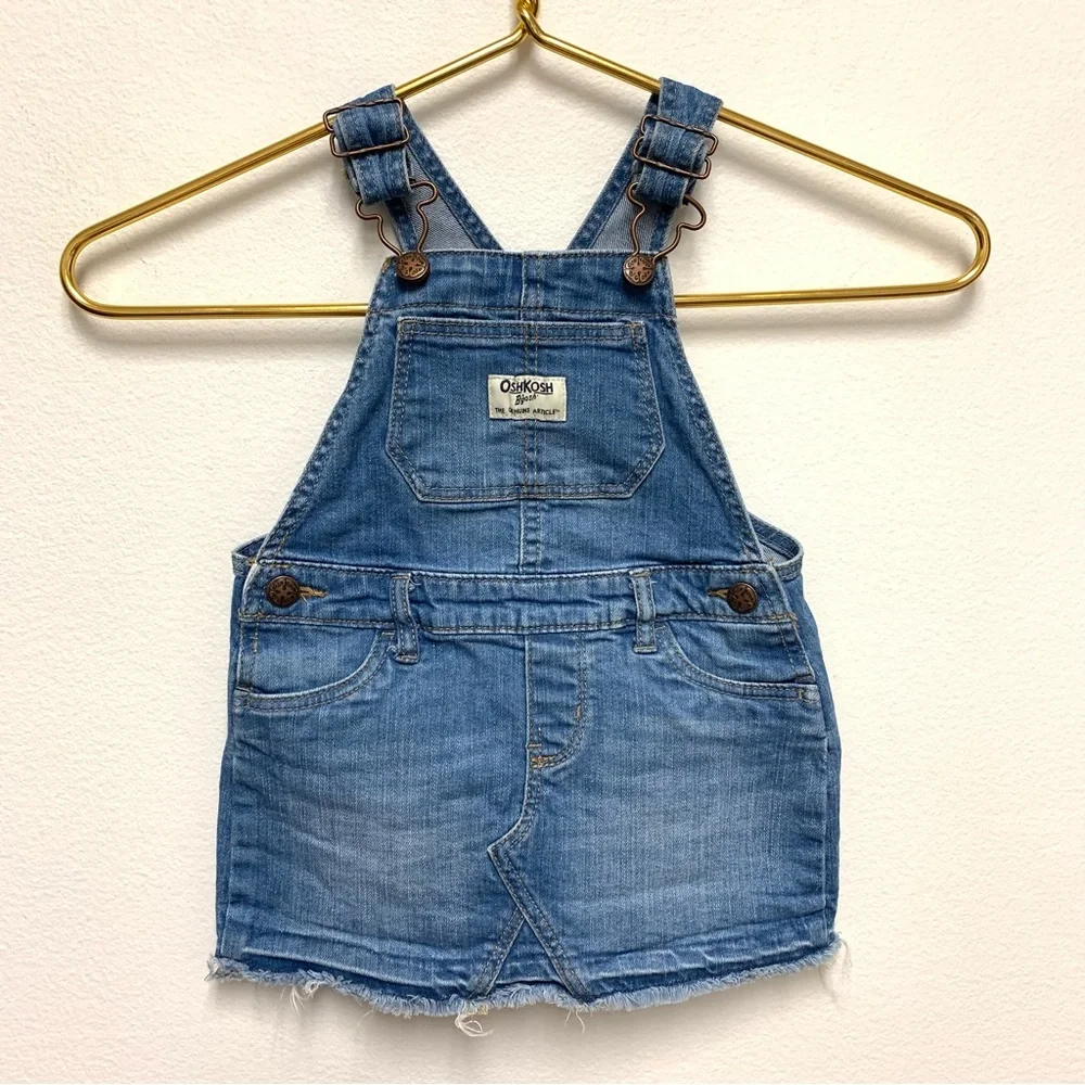 Osh Kosh Denim‎ Overall Dress Lot Of 2 Size 18M Raw Hem Tiered Ruffle